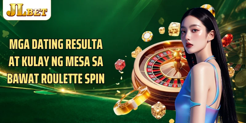 Mga dating resulta at kulay ng mesa sa bawat Roulette spin