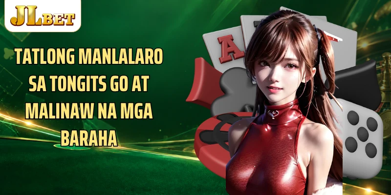 Tatlong manlalaro sa Tongits Go at malinaw na mga baraha